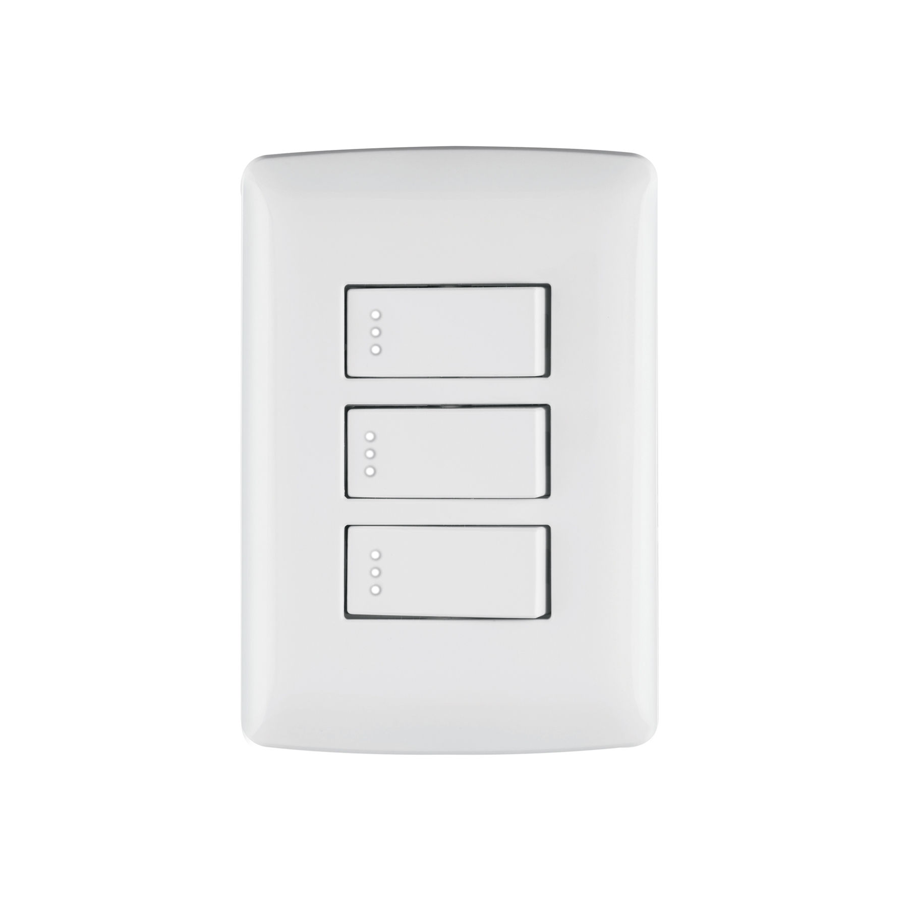 46463 PLACA ARMADA 3 INTERRUPTORES SENCILLOS,LÍNEA ITALIANA,BLANCO