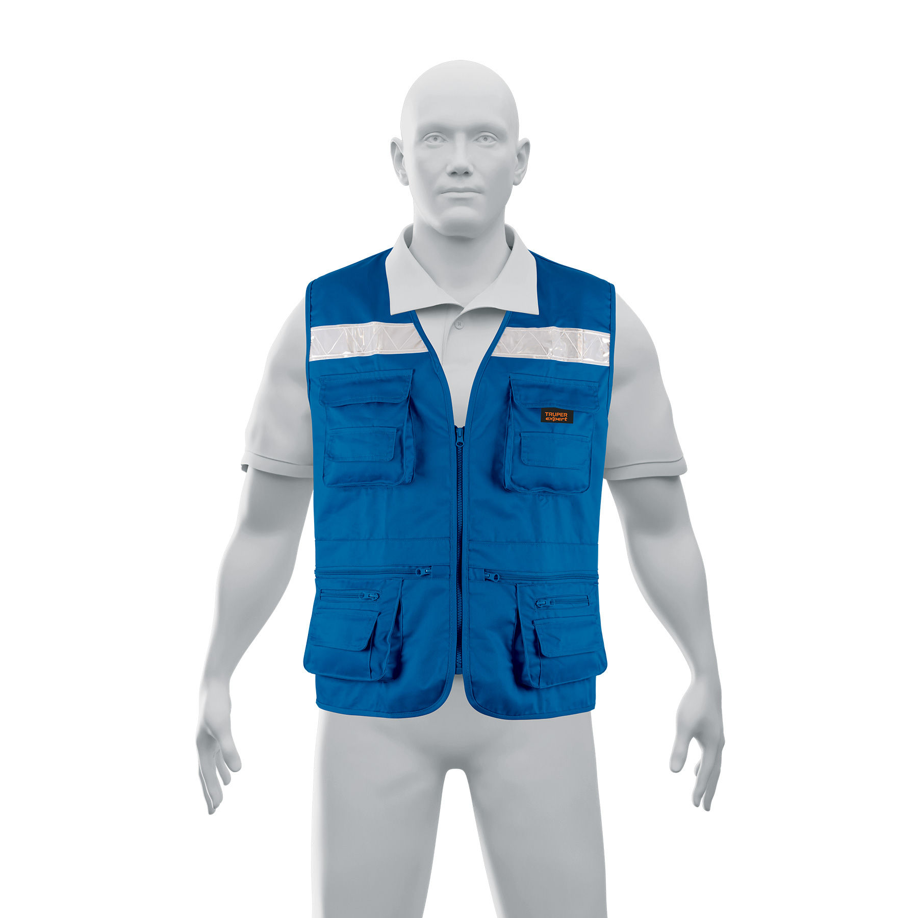 104180 MM1  CHALECO BRIGADISTA REFORZADO, AZUL REY, XG, TRUPER EXPERT