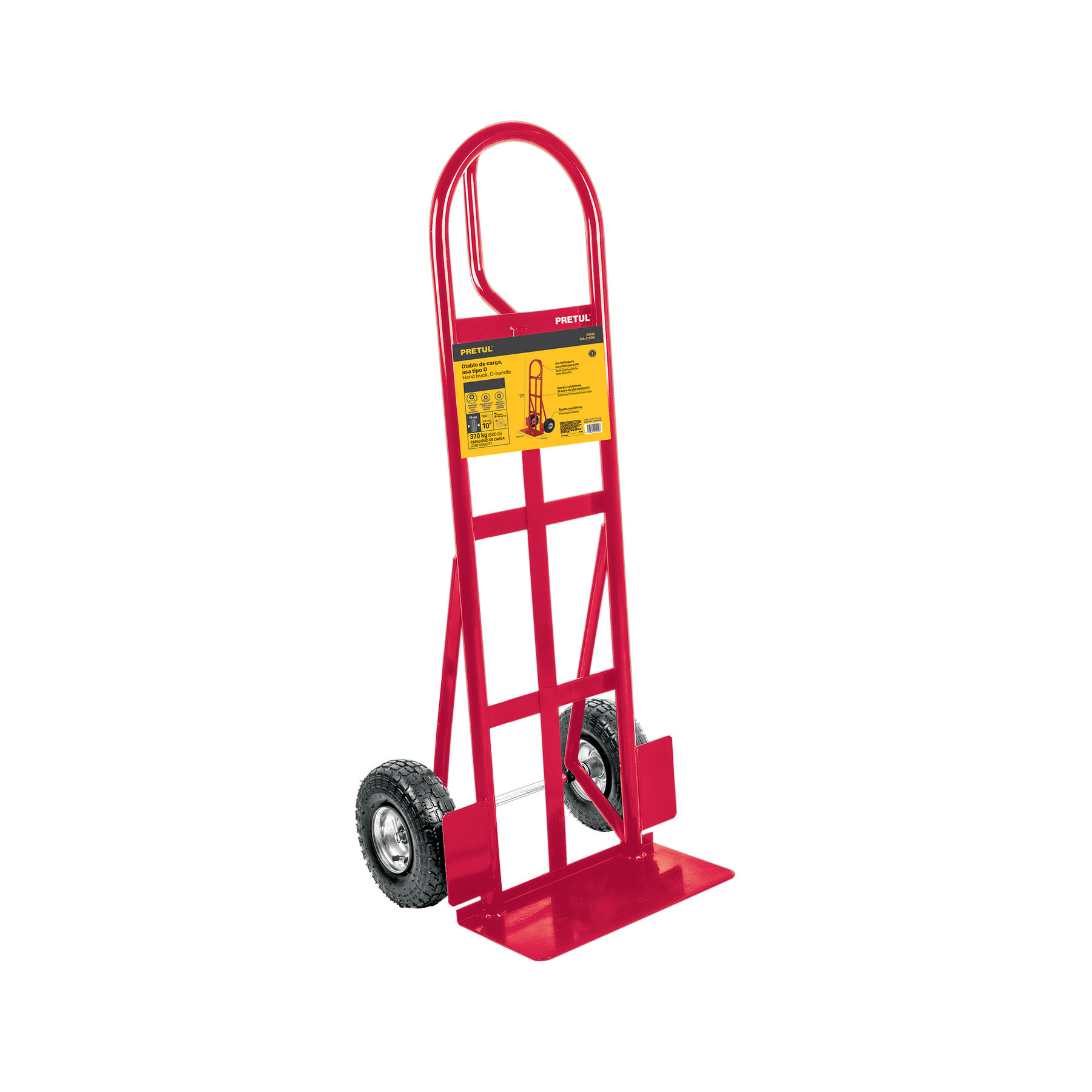 29944 DIABLO DE CARGA DE 370 KG, RUEDAS NEUMÁTICAS, ASA TIPO D