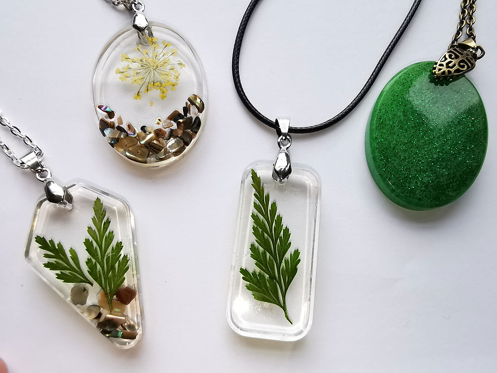 Resin made with real flowers, stones, crystals, sea glass & more...