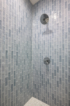 Blue tiled shower