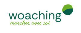 logo de l'activité de woaching avec sa signature de marque, "marcher avec soi"