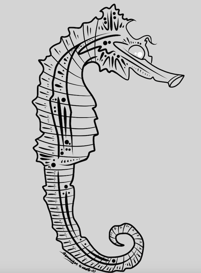 3-8-15 Seahorse Outline