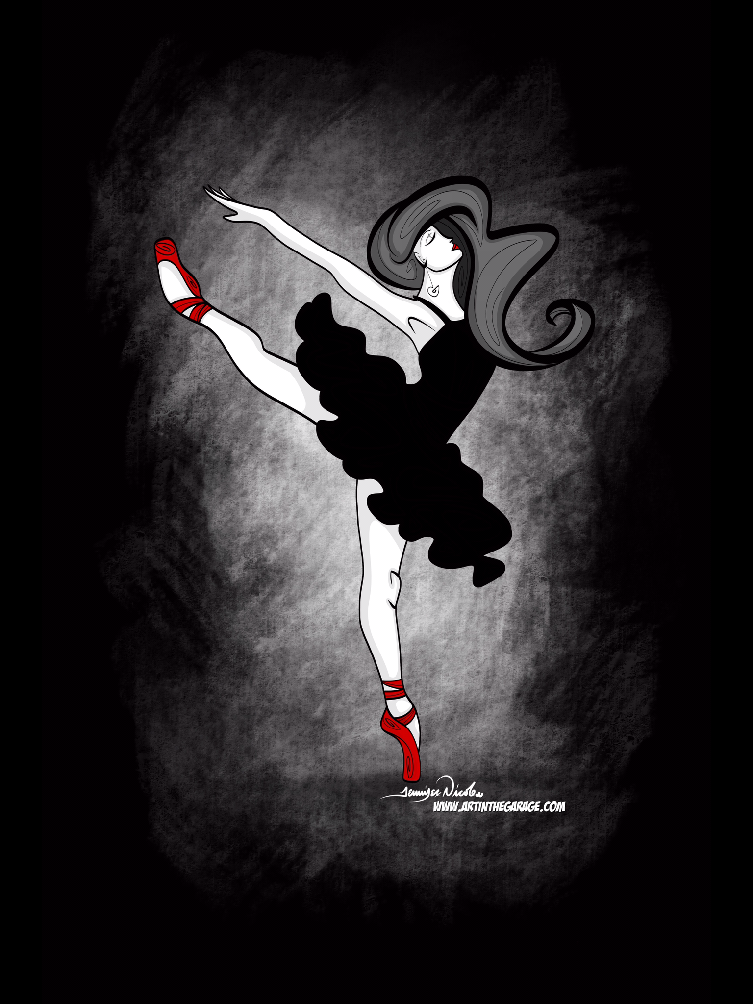 12-16-19 Ballerina With Red Shoes Dark H