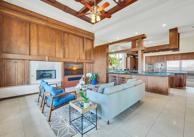 Professional interior real estate photography of luxury Phoenix home living room, high-resolution visuals by The Listing Bees  