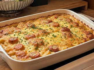 Kartoffelgratin mit Saitenwürstchen 🥔🌭✨
