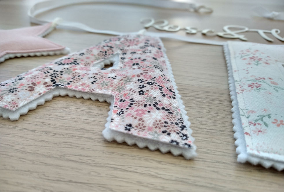 Thumbnail: Close-up of name banner showing the letter A in pink floral.