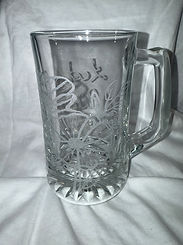 Poppy Hand etched Coffee/Tea/ Pint Glass