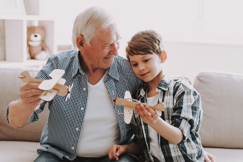 Grandad spending time with grandson