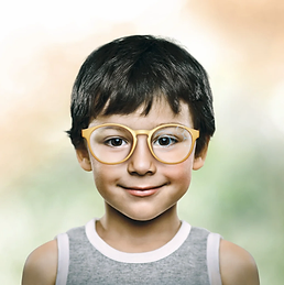 Young boy wearing glasses