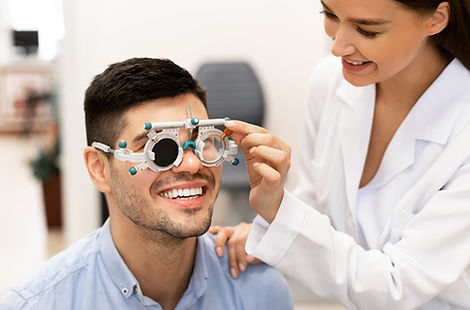 Ophthalmologist checking patients vision