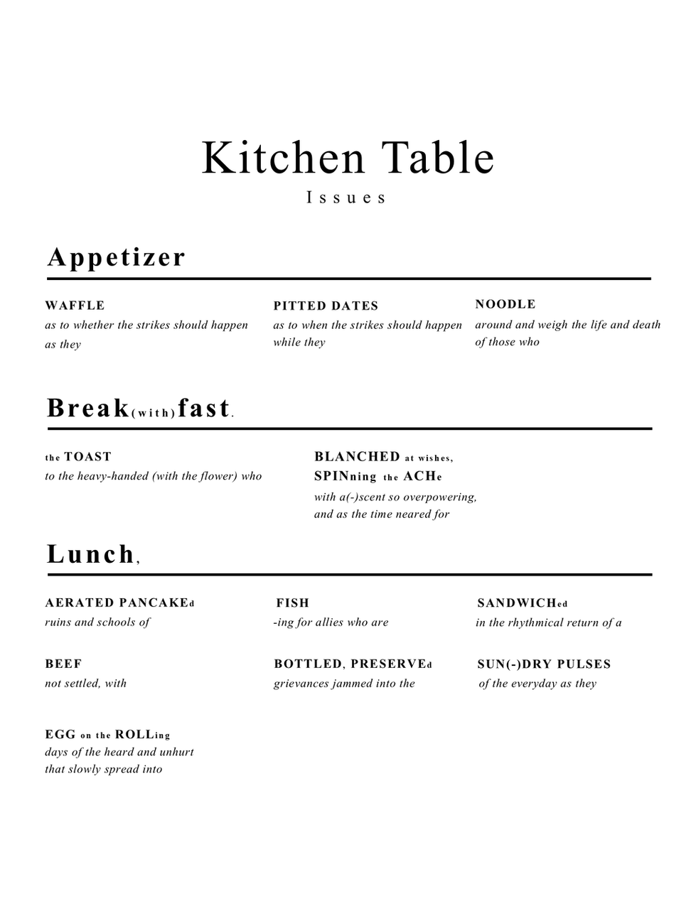Kitchen Table Issues 1