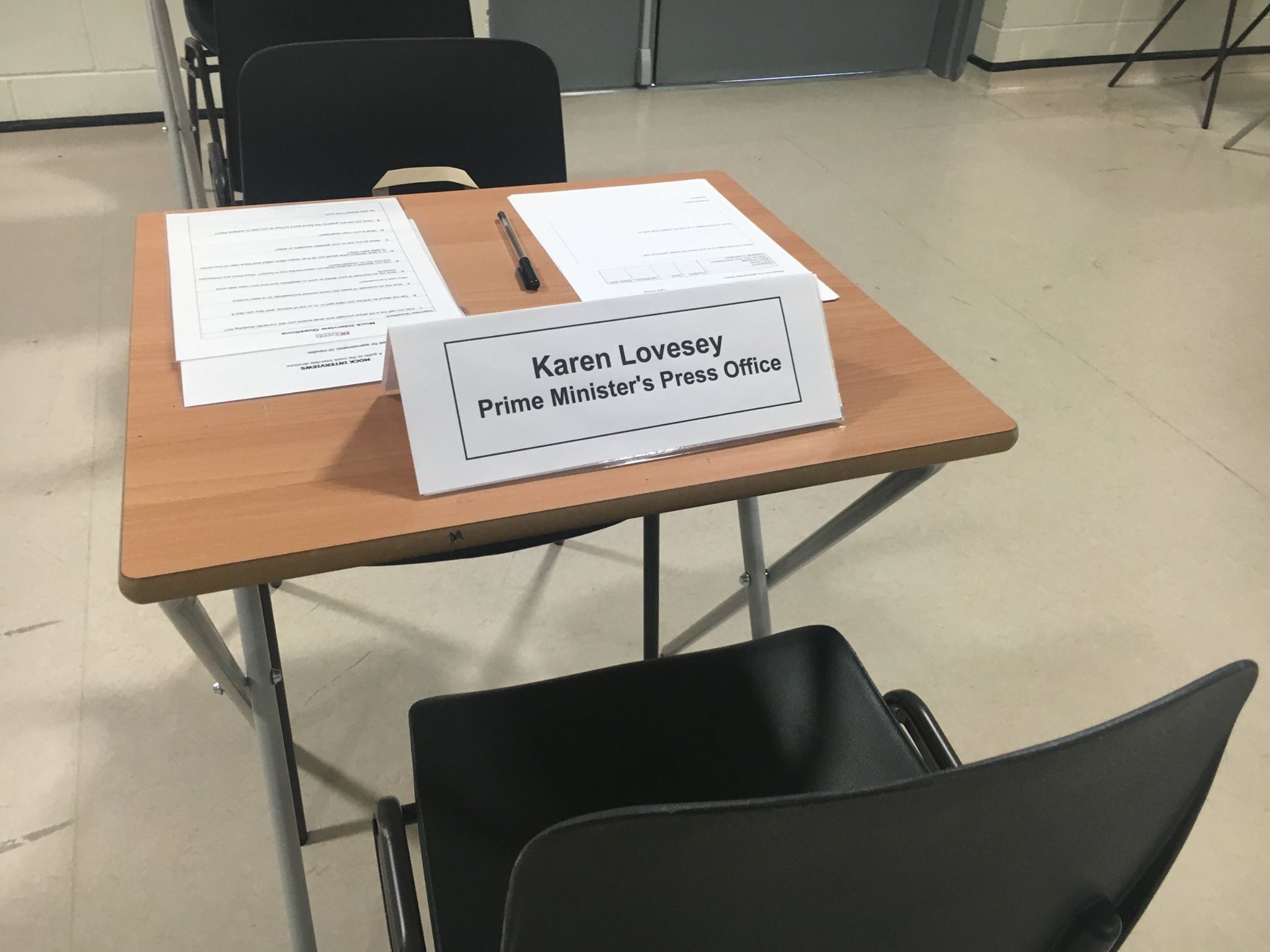 Mock interview desk