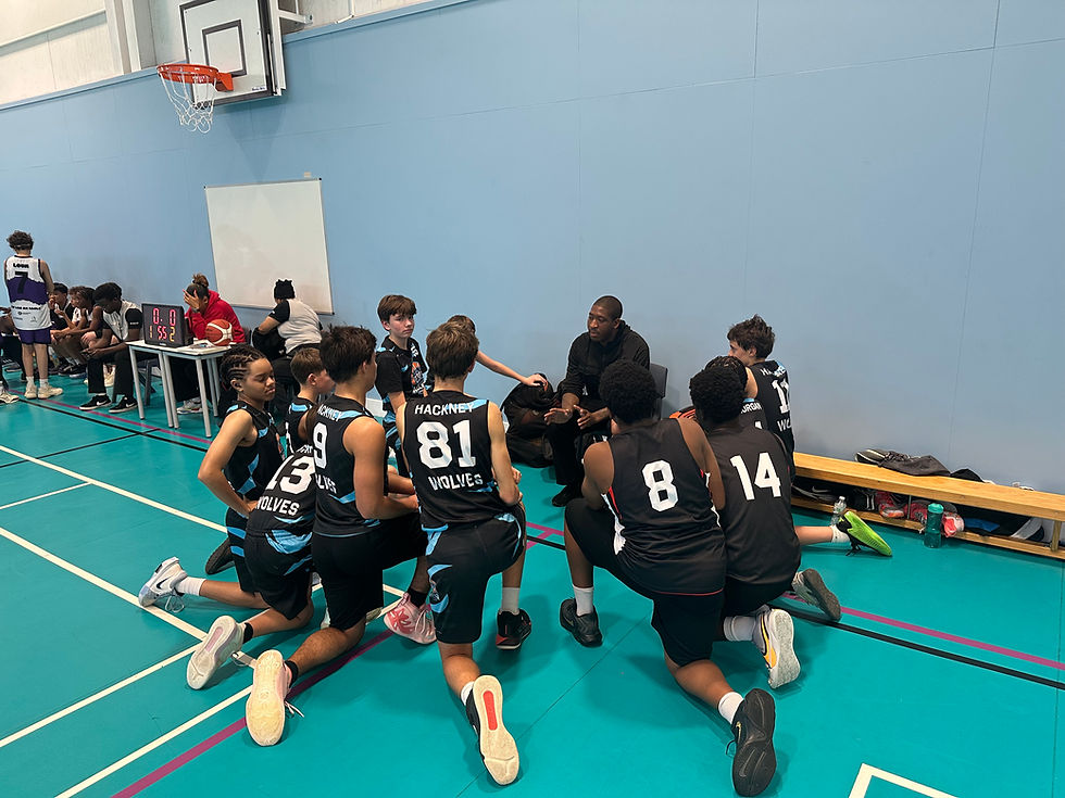 Hackney Wolves youth team gathered around their coach during training
