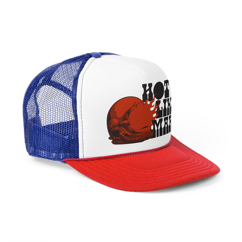 Thumbnail: Helmet Logo Trucker Caps, Long Red Helmet