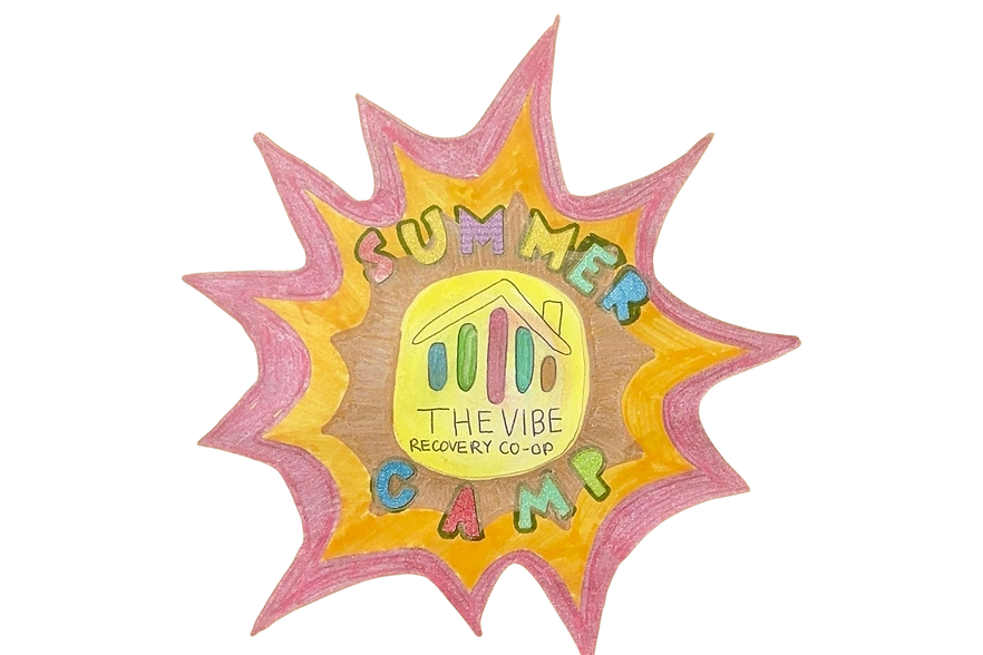 The Vibe Recover Coop - Sober Summer Camp - hand-drawn logo