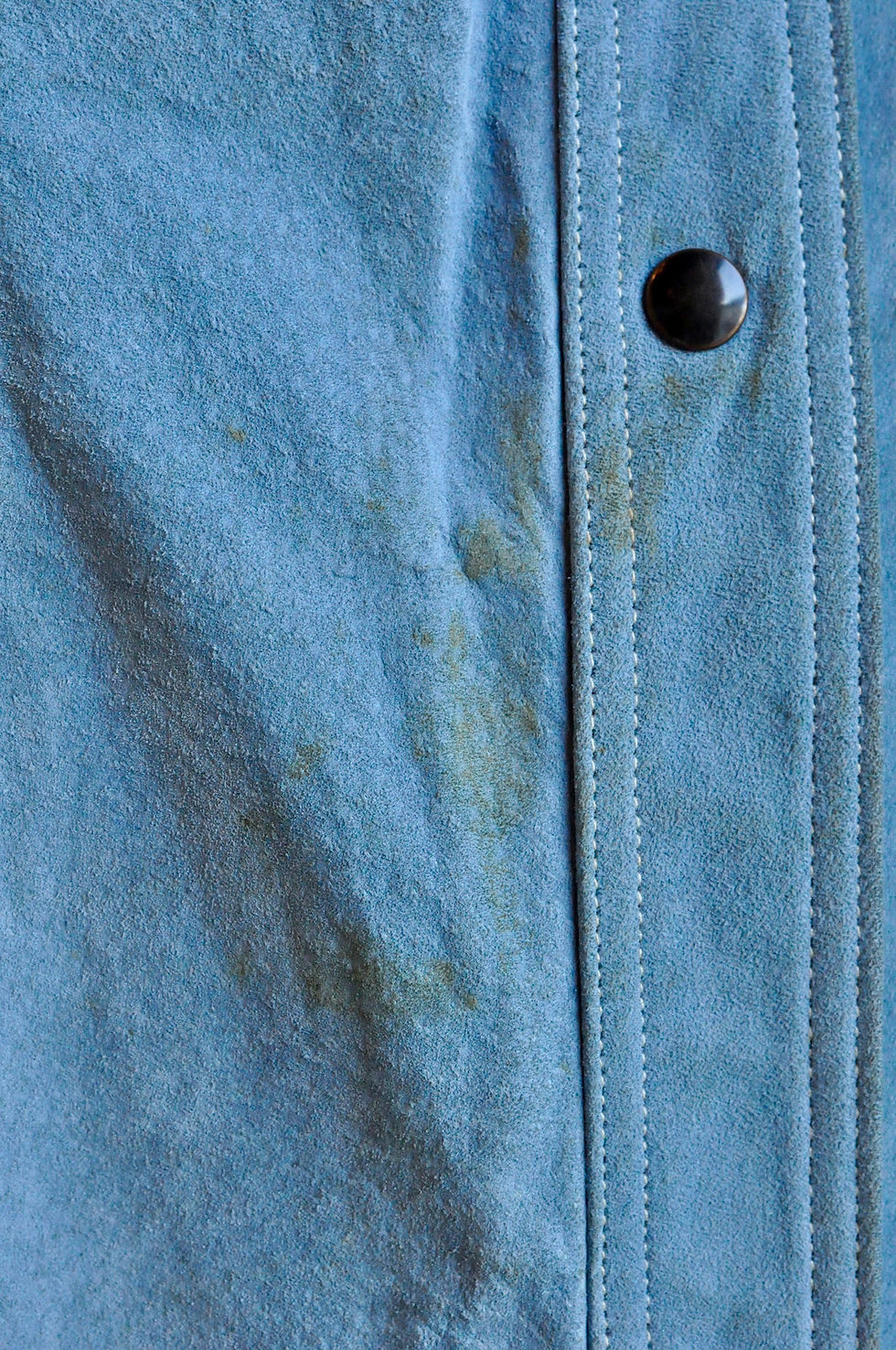 Thumbnail: 1970's harley davidson blue suede jacket staining