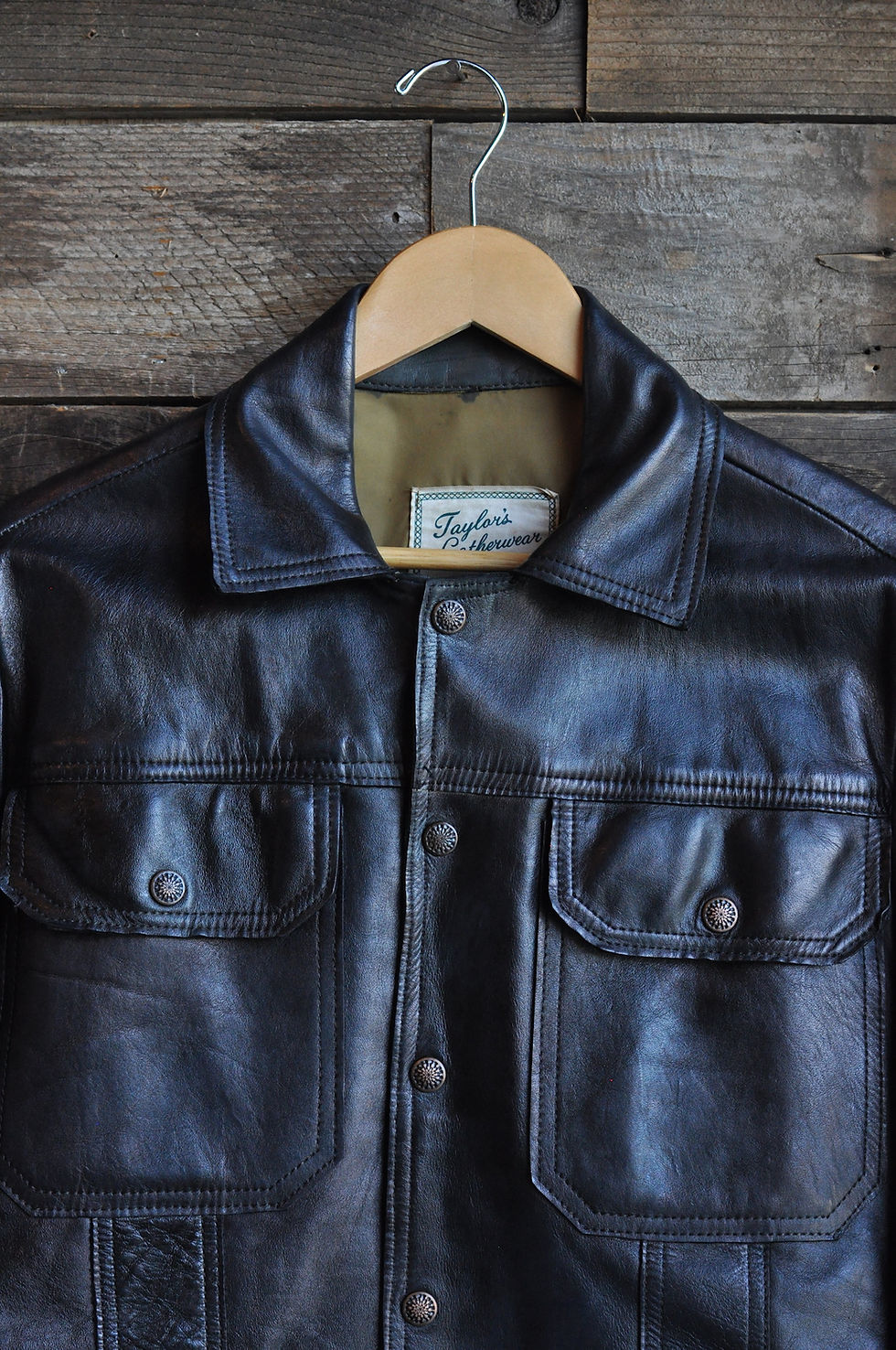 Thumbnail: 60s Leather Harley Davidson Patch Snap Jacket | Masc S/ Femme M