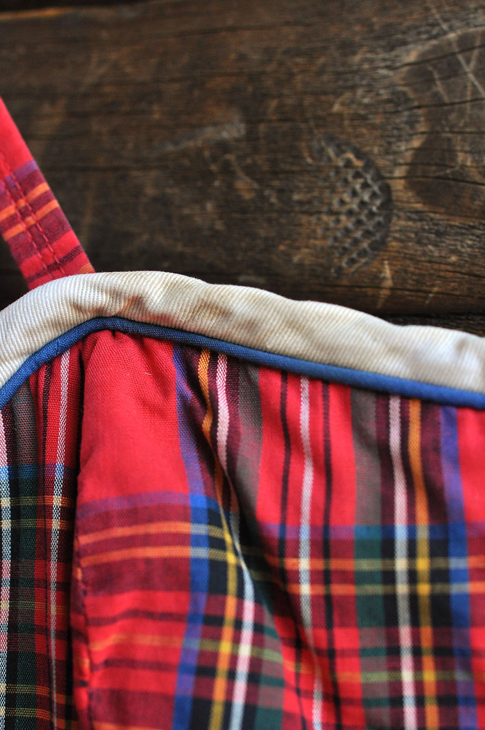 Thumbnail: Vintage 50s Red Cotton Tartan Plaid Swim Playsuit Romper | XS