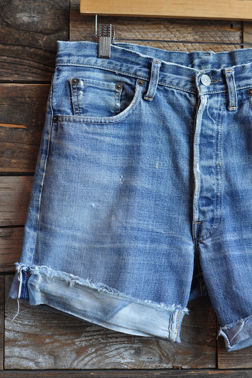 Vintage 60s Big E 501 Levis Redline Selvedge Cut Off Denim Shorts | 33”