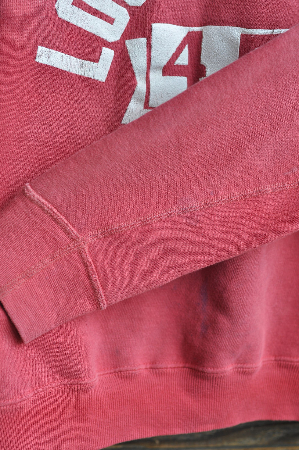 Thumbnail: Vintage 50s 60s Red Cotton Sun Faded Wilson Log College Track Sweatshirt | M/L