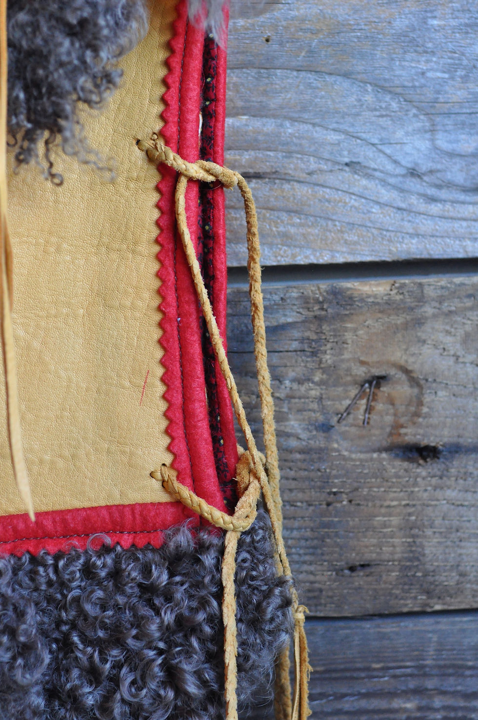 Thumbnail: Rare Vintage 70s Char Leather & Curly Mongolian Lamb Fur Crop | XS/S