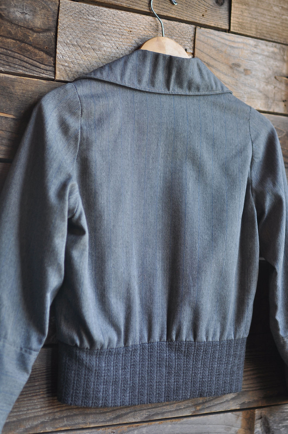 Thumbnail: Vintage Cropped 50s Gray Striped Ricky Jacket | XS