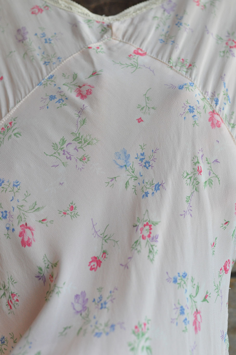 Thumbnail: Vintage 30s 40s Sheer Pink Floral Rayon Bias Cut Slip Dress | XS/S