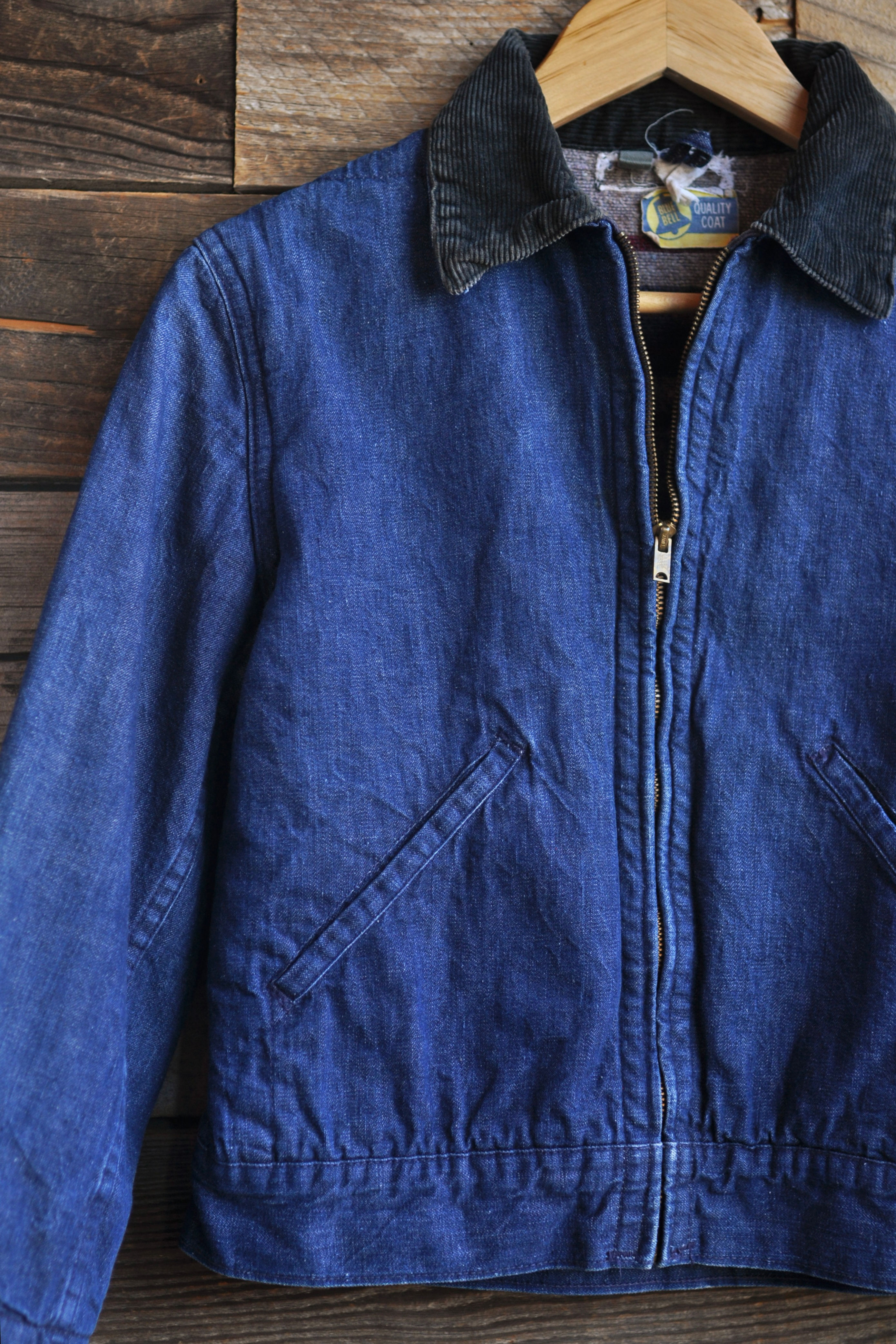Vintage 50s Blue Bell Wrangler Blanket Lined Denim Zip Jacket | XS