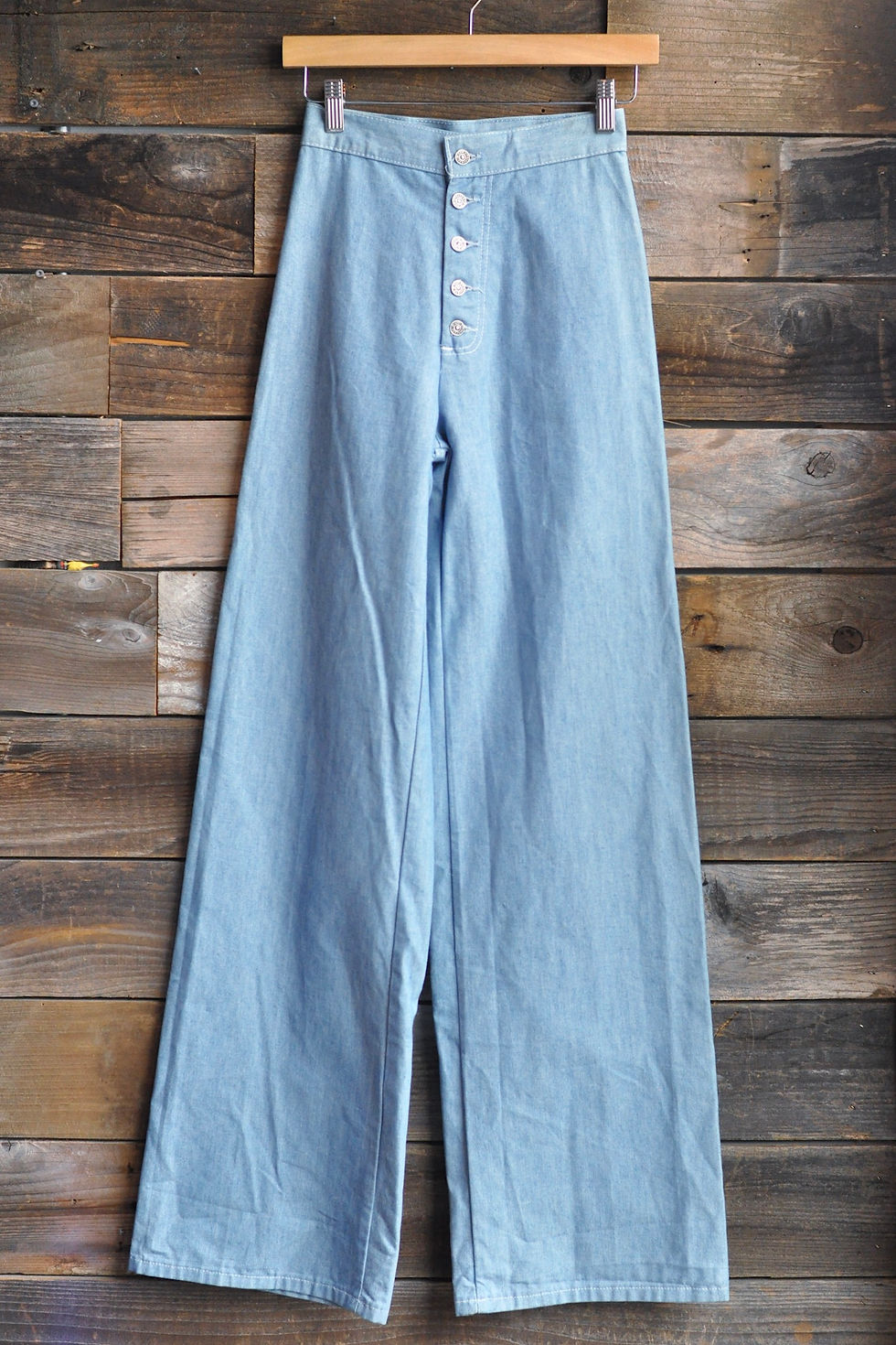 Thumbnail: Rare Vintage 70s Levis Lace Back Button Fly Wide Leg Flare Pants | 00