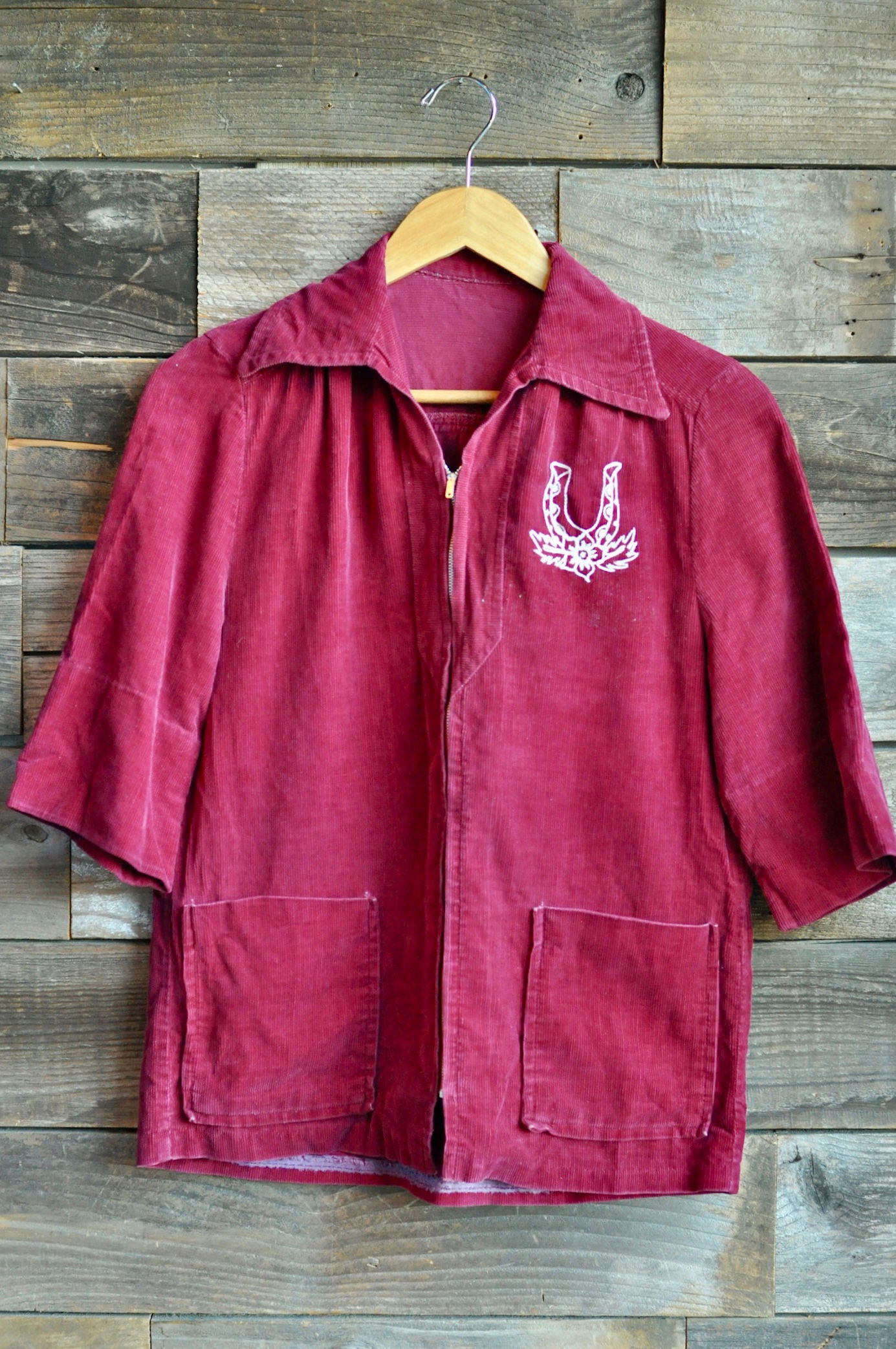 Vintage 50s Chainstitched Cranberry Corduroy Jacket | Femme XS/S