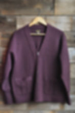 Thumbnail: Reproduction 40s Style Wool Zip Burgundy Cardigan | L/XL
