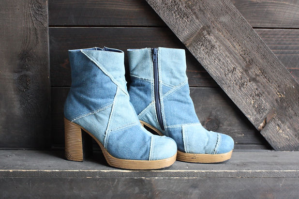 Vintage Denim Platform Boots