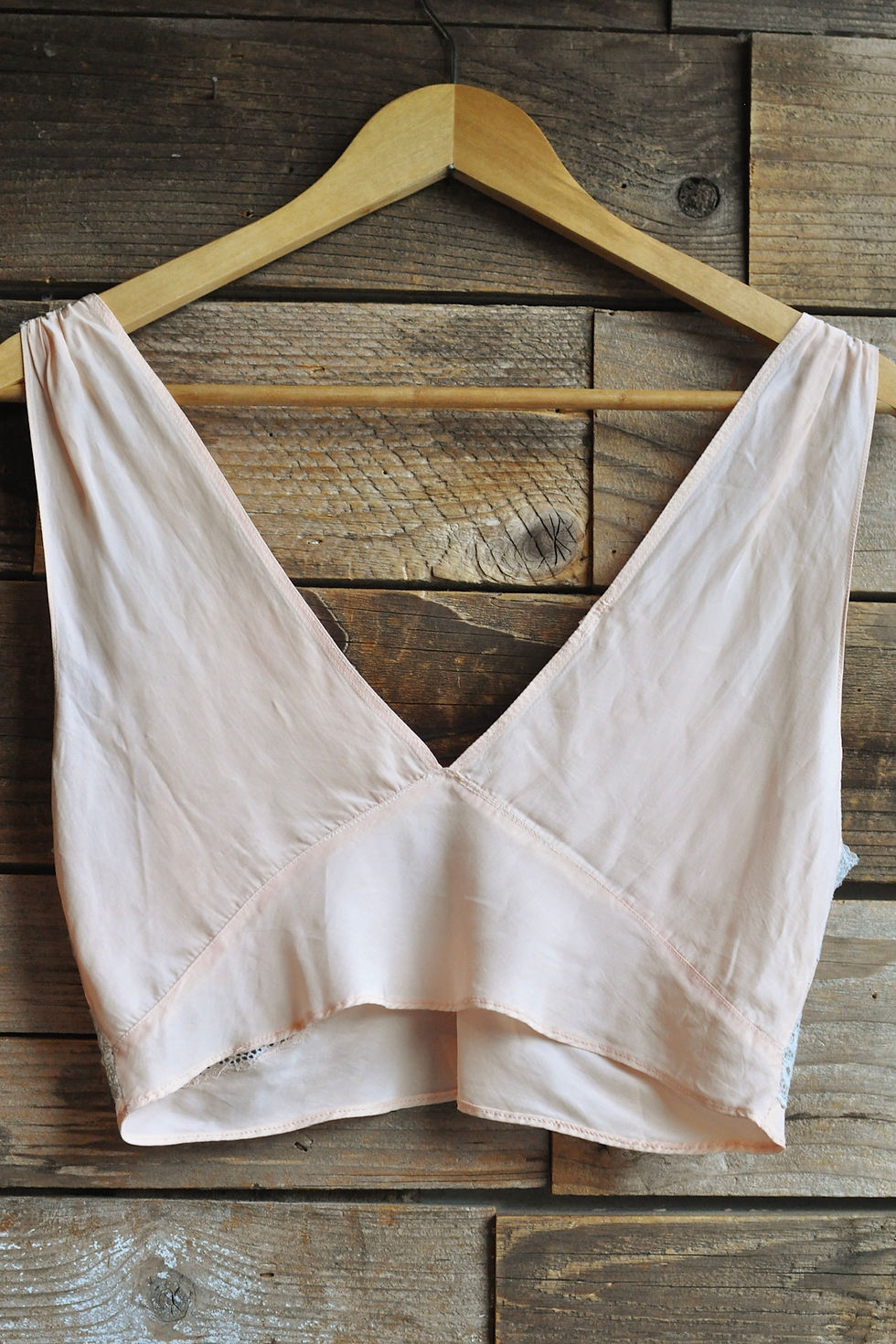 Thumbnail: Back view  | Vintage 30s Pink Rayon Bias Cut Cropped Bodice/Bralette