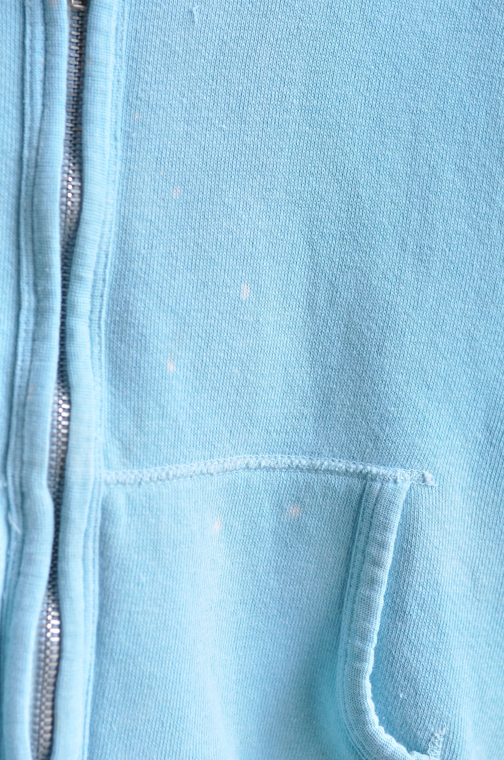 Thumbnail: Vintage 60s Distressed Blue Cotton Zip Hoodie | XS-M