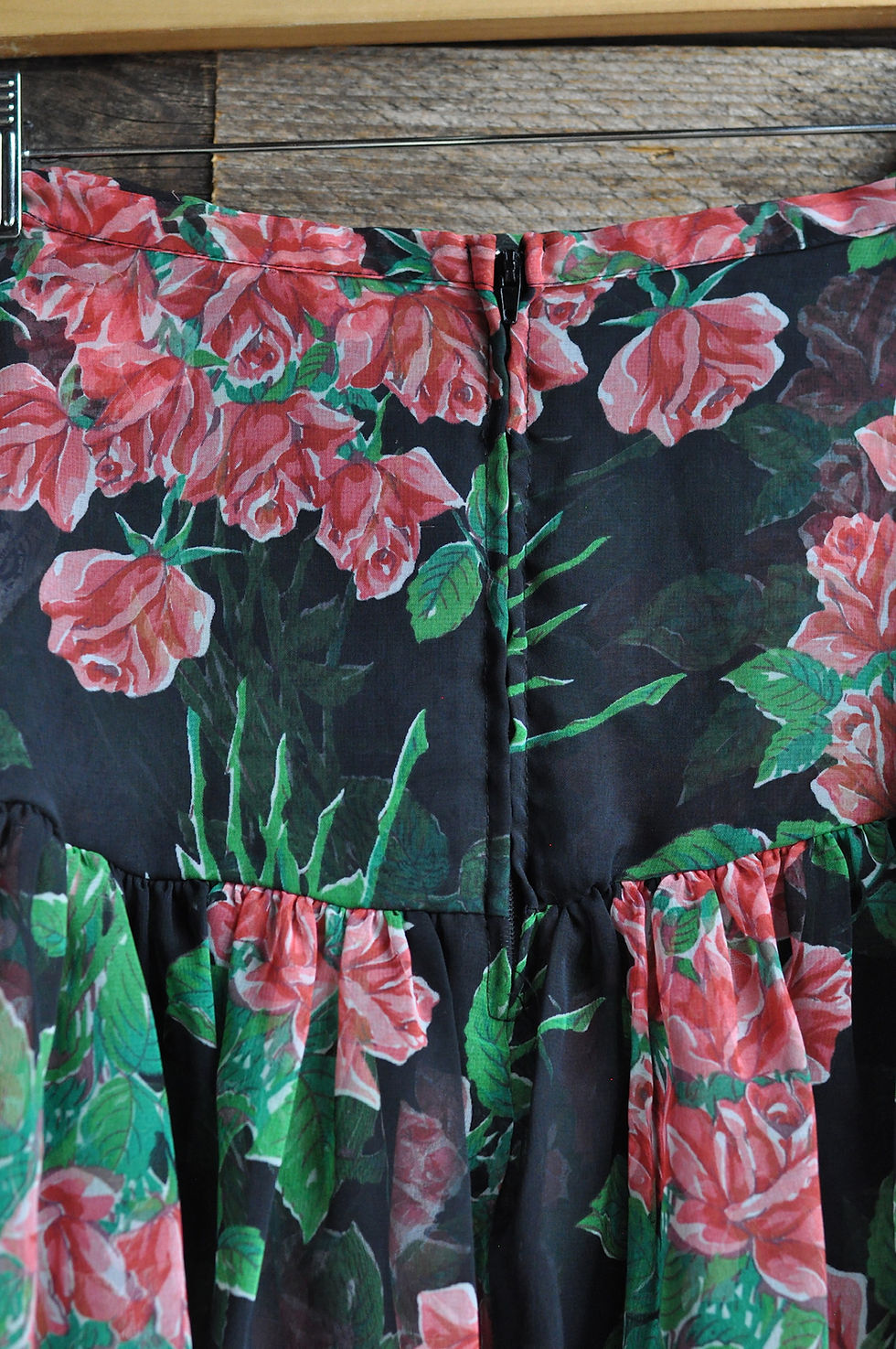 Thumbnail: Vintage 80s 90s Betsey Johnson Punk label Sheer Floral Skirt | 28-29” 
