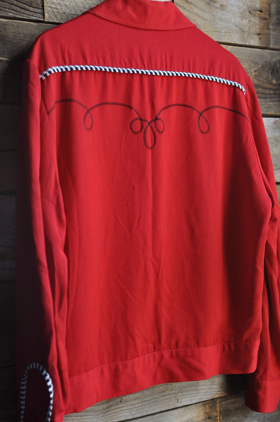 Thumbnail: Vintage 90s does 50s Red Rayon Western Ranchwear Jacket | M