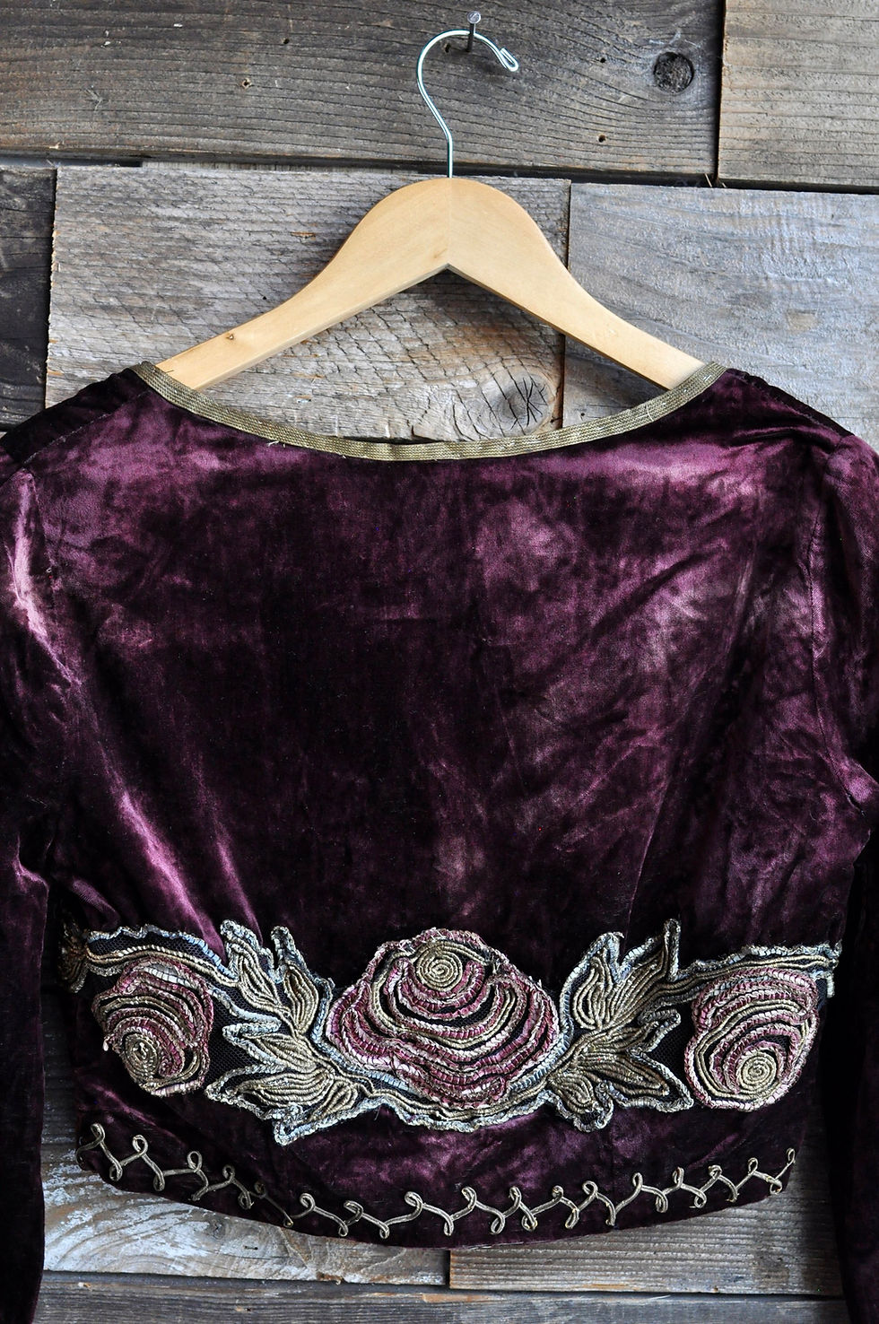 Thumbnail: Antique Victorian Purple Velvet Soutache Bodice | S/M