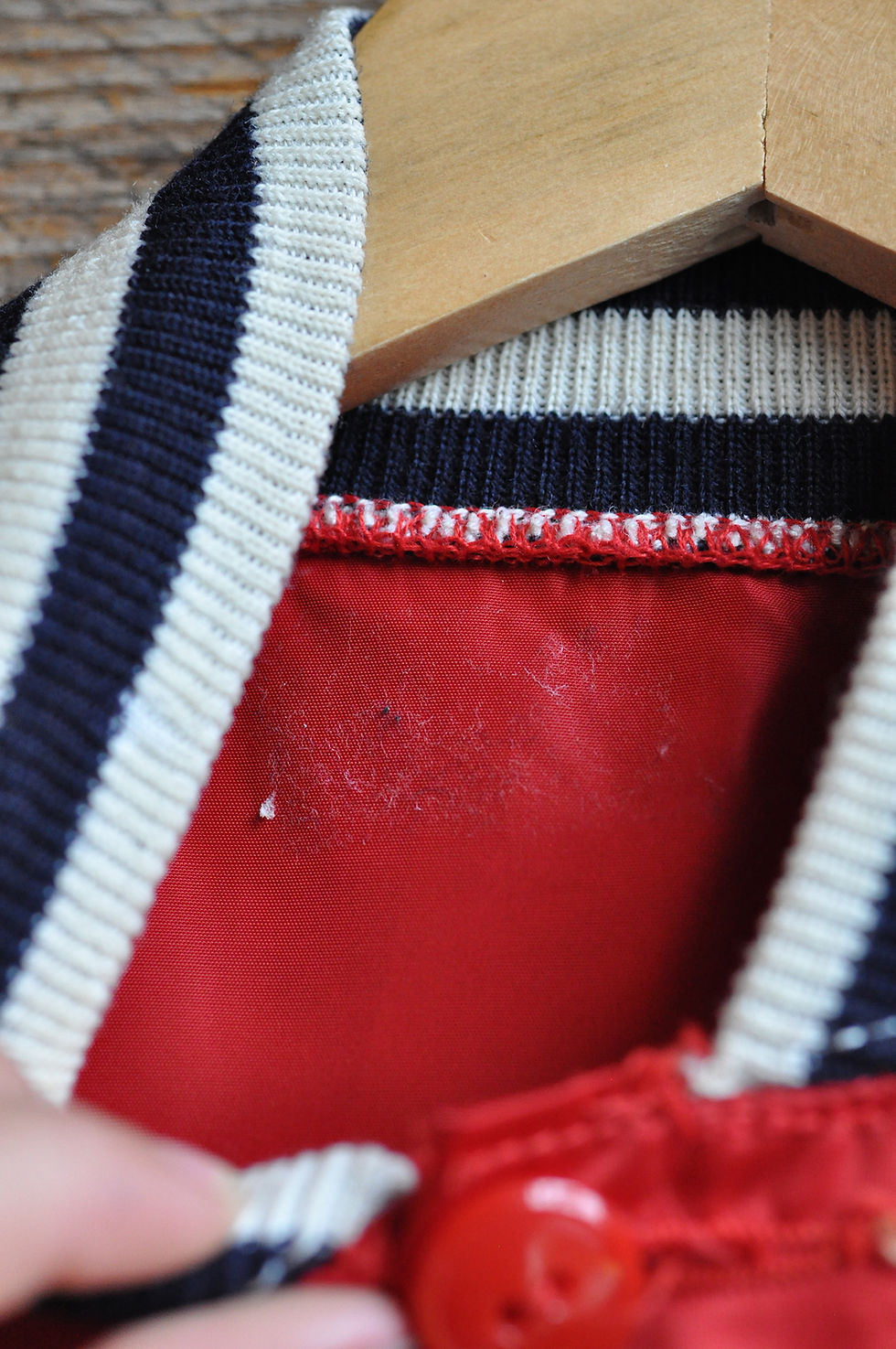 Thumbnail: Vintage 60s Red Satin Short Sleeve Athletic Warm Up Jacket | L