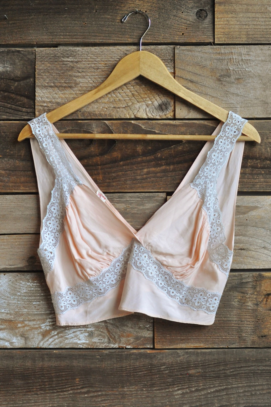 Front View | Vintage 30s Pink Rayon Bias Cut Cropped Bodice/Bralette