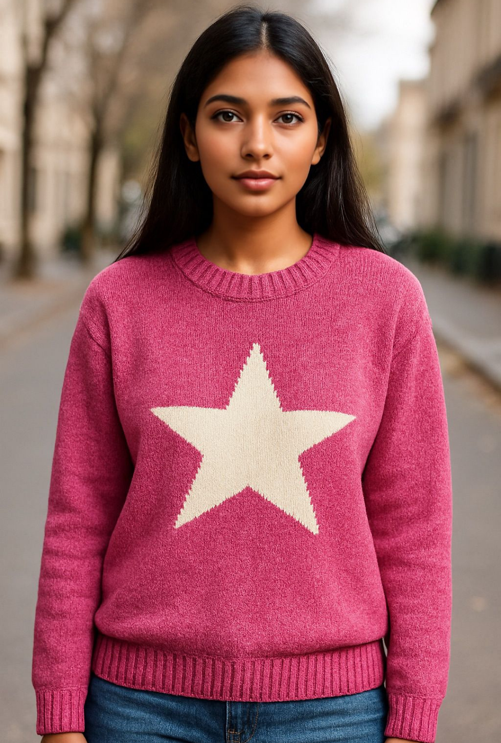 Thumbnail: Cozy Grey Heart Knit Sweater – Chic & Casual Winter Wear