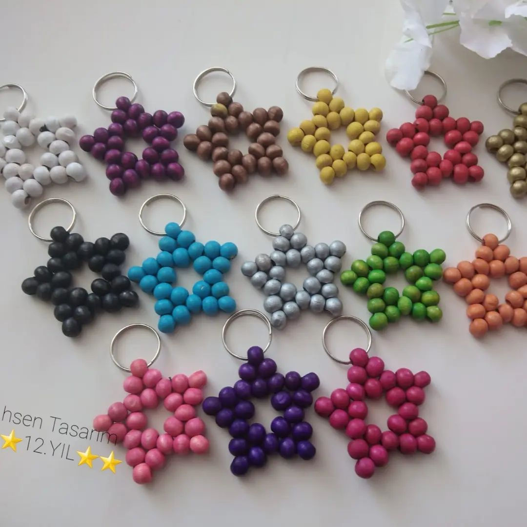 Ahşap Yıldız Anahtarlık 