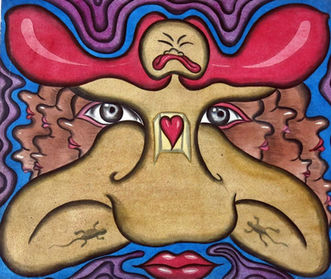 The three brothers, ubud, bali, bali painters, three brothers ubud, heyokah art house, acrylic painting