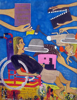 The three brothers, ubud, bali, bali painters, three brothers ubud, heyokah art house, acrylic painting