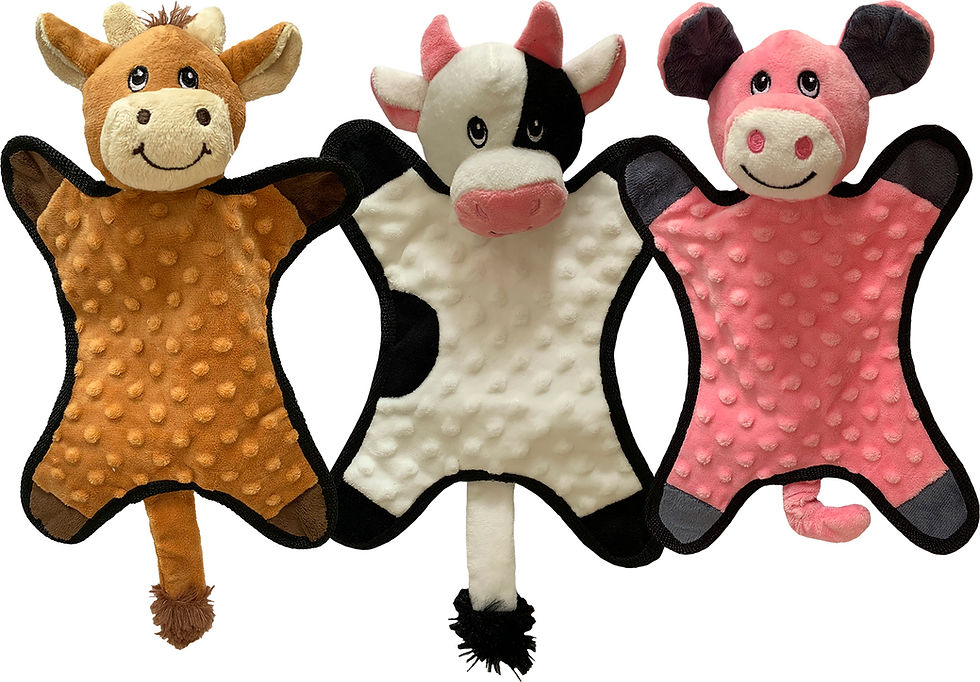 Hem & Boo Flatties Farm Animals Dog Toys
