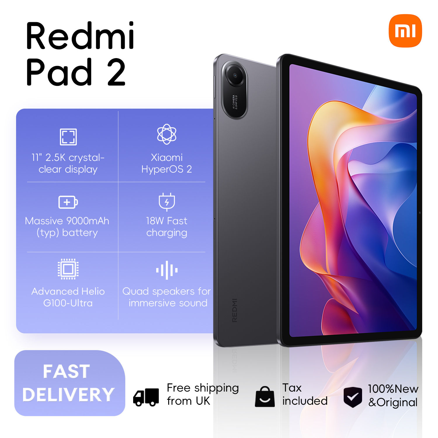 Xiaomi Redmi Pad 2 8+256GB WIFI Global Version MediaTek Helio G100-Ultra HyperOS