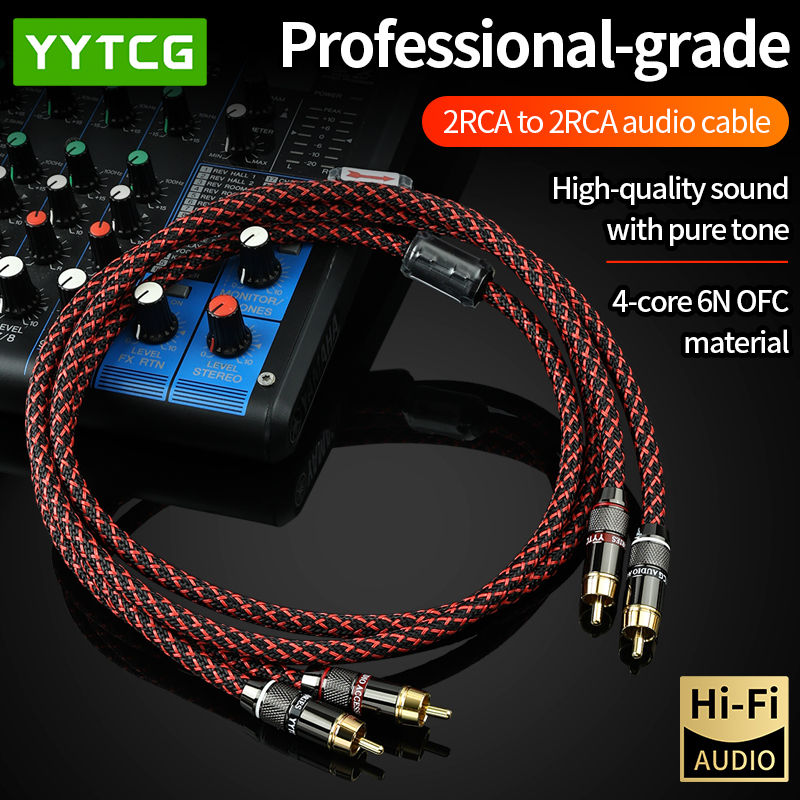 YYTCG 1 pair RCA audio cable 2 RCA to 2 RCA Interconnect Cables HIFI Stereo 4N O