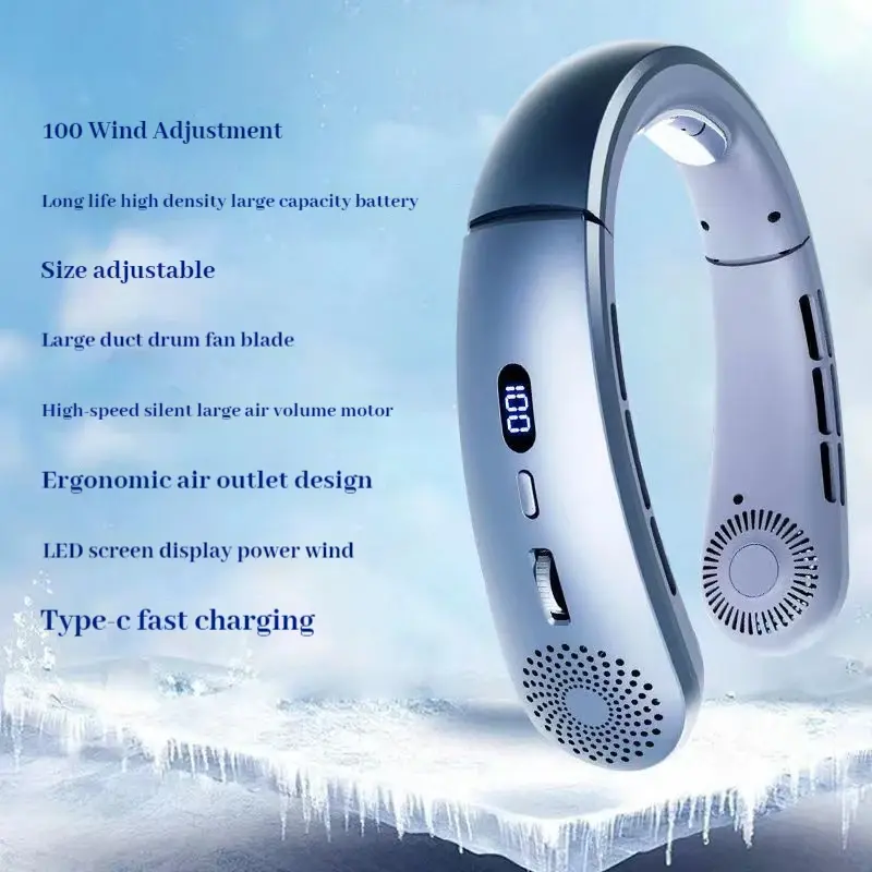 Thumbnail: Neck Fan,Lightweight Wearable Fan, Low Noise 5 Speed Hands Free Fan, Hanging Hea