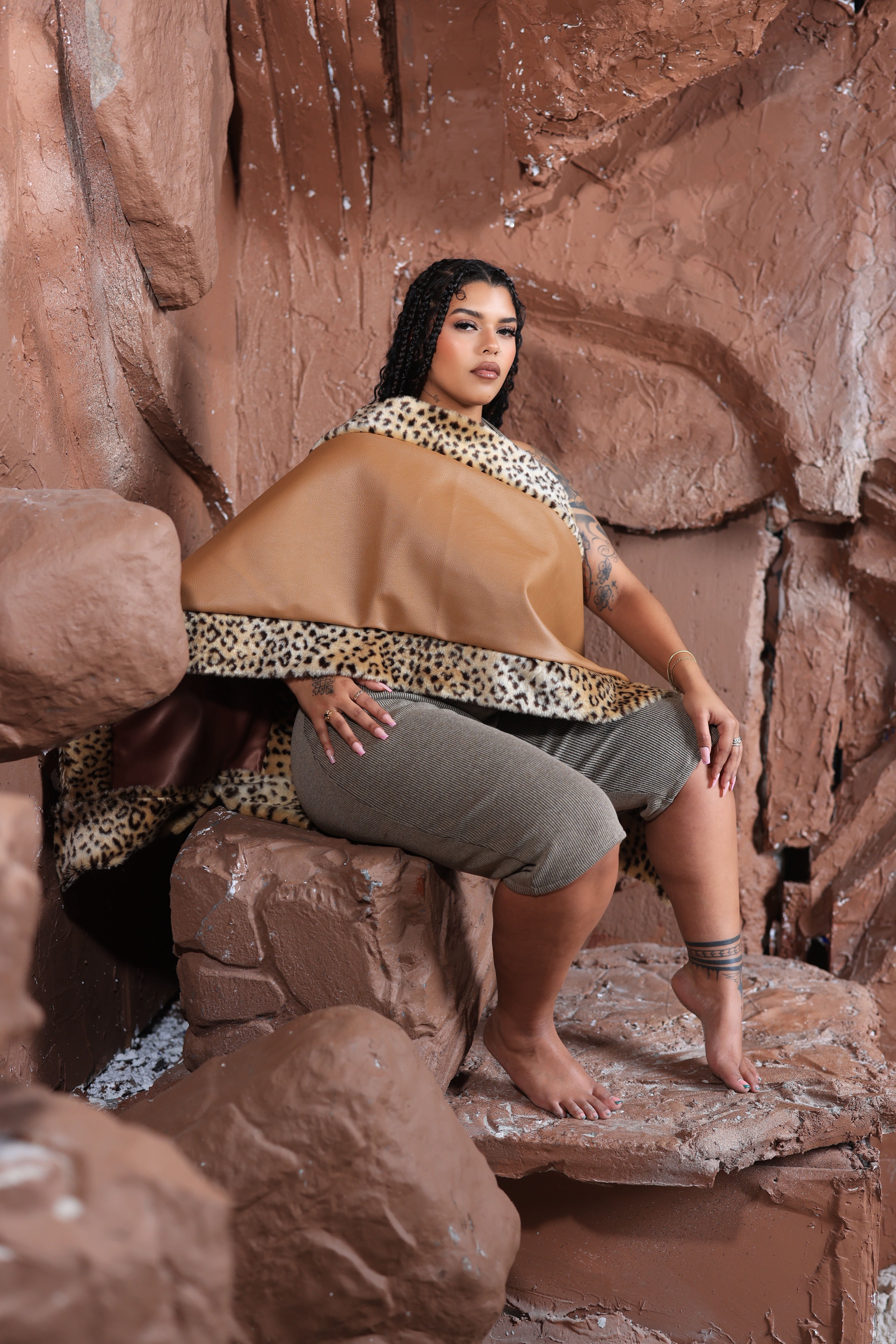 Leather cheetah print Shawl