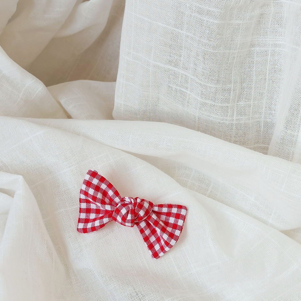 MINI NOEUD GINGHAM ROUGE